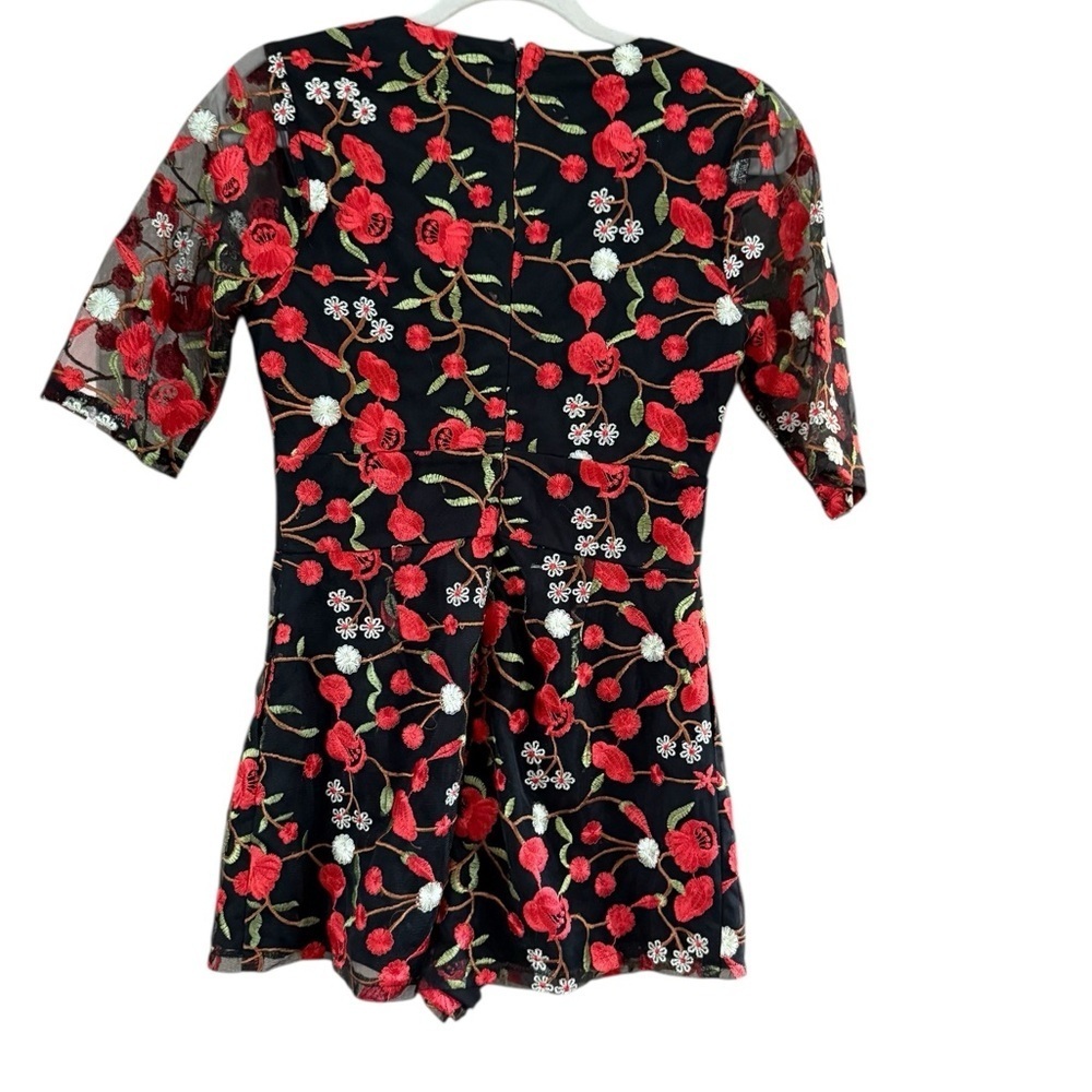 Lulus Black and Red Floral Print Wrap Jumpsuit - Picture 8 of 9